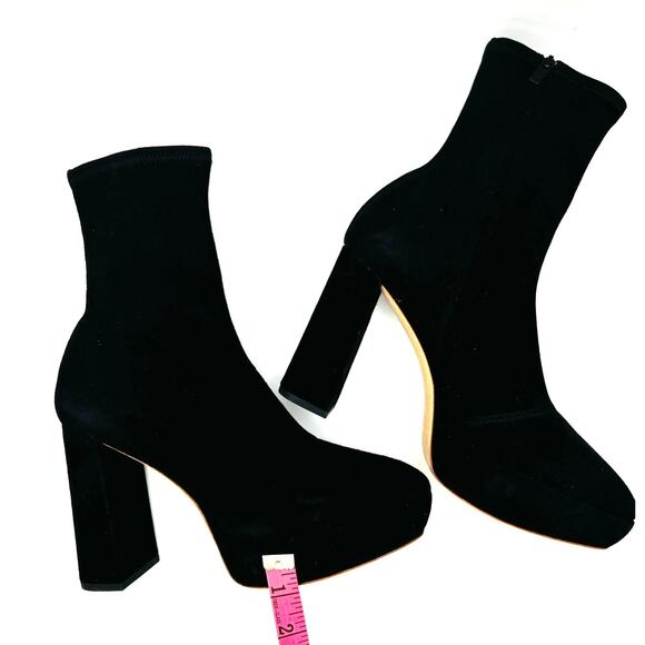 LOEFFLER Randall Black velvet Camden Black Platform Bootie size 9.5 - Picture 7 of 9